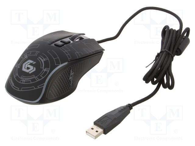 Optical mouse; black; USB A; wired; 1.5m; No.of butt: 7