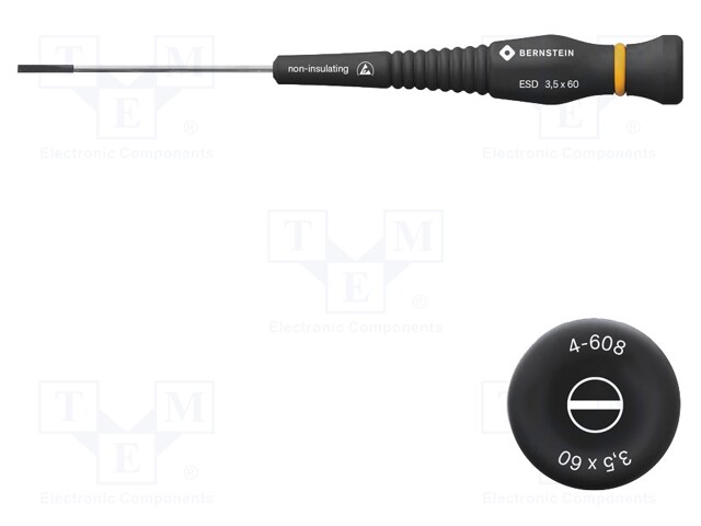 Screwdriver; slot; precision; 3,5x0,6mm; ESD; Blade length: 60mm