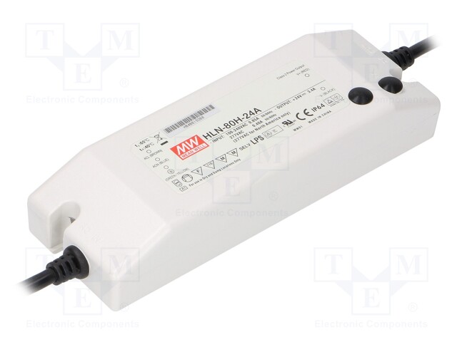 Power supply: switched-mode; LED; 81.6W; 24VDC; 22÷27VDC; IP64