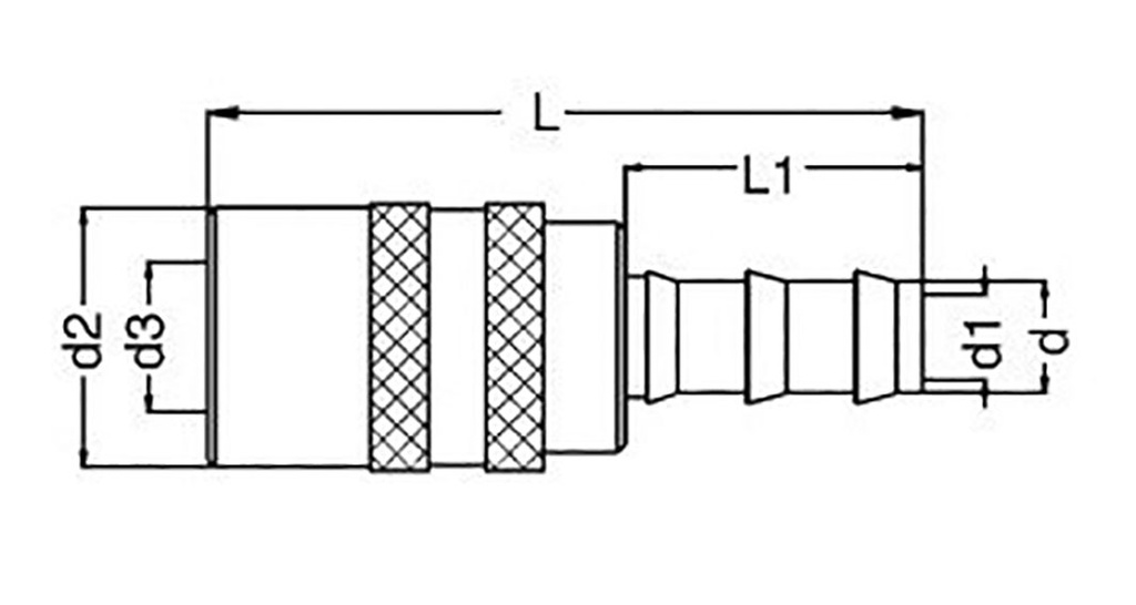 Quick connection coupling; straight,with valve; 15bar; Seal: FPM