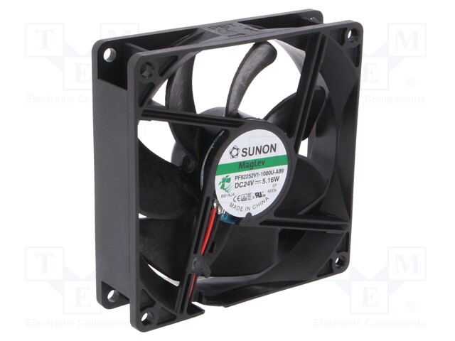 Fan: DC; axial; 24VDC; 92x92x25mm; 126.75m3/h; 45.5dBA; Vapo; 24AWG