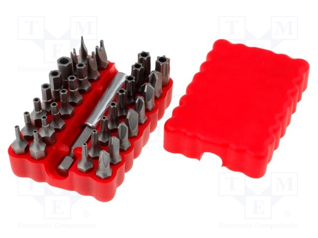 Screwdriver bits; Pcs: 33; Package: plastic case; 25mm