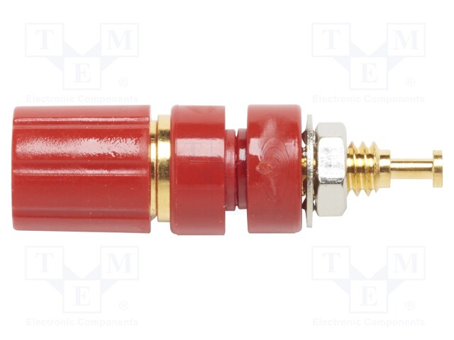 Socket; 2,6mm banana; 5A; 1.5kV; red; Mounting: on panel; insulated