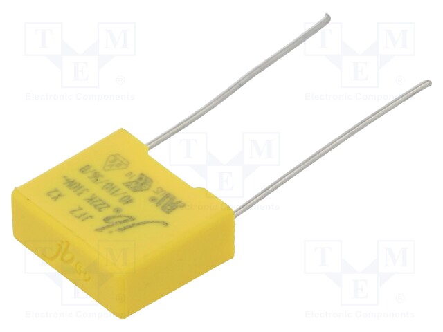 Capacitor: polypropylene; X2; 2.2nF; 7.5mm; ±10%; 10.5x9x4mm