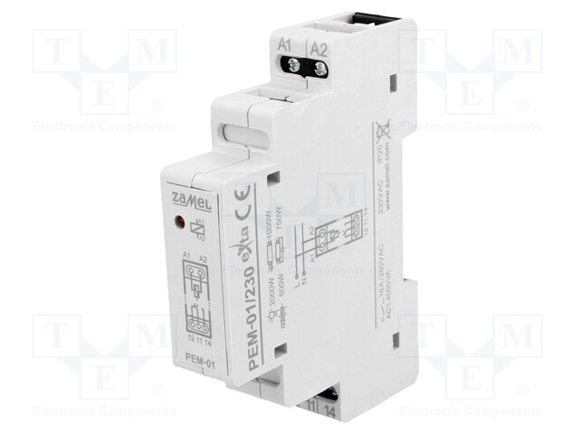 Relay: installation; monostable; SPDT; Ucoil: 230VAC; 90x17.5x66mm