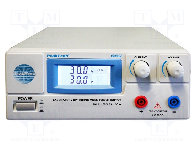 Power supply: laboratory; 0÷30VDC; 0÷30A; Stabilisation: ≤50mV