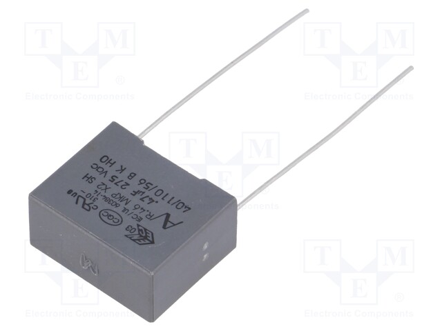 Capacitor: polypropylene; X2; 470nF; 15mm; ±20%; 18x8.5x14.5mm