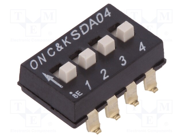 Switch: DIP-SWITCH; Poles number: 4; OFF-ON; 0.025A/24VDC; Pos: 2