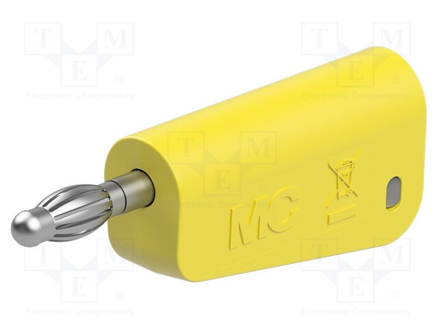 Plug; 4mm banana; 19A; 30VAC; 60VDC; yellow; nickel plated; 2.5mm2