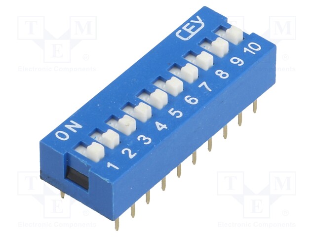 Switch: DIP-SWITCH; Poles number: 10; ON-OFF; 0.05A/12VDC; Pos: 2