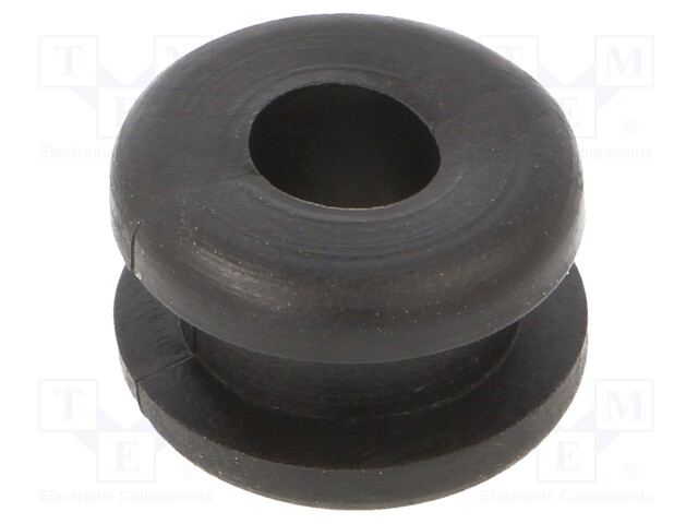 Grommet; Ømount.hole: 10mm; Øhole: 6mm; PVC; black; -30÷60°C