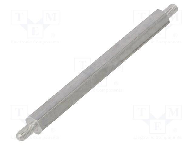 Screwed spacer sleeve; 55mm; Ext.thread: M3; hexagonal; aluminium