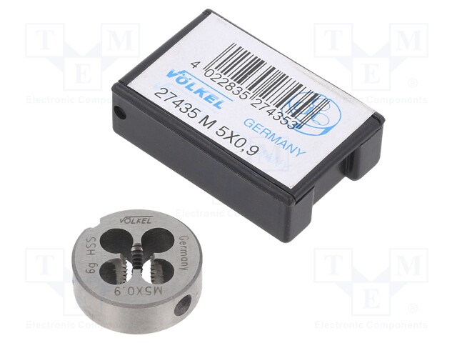 Threading die; HSS; M5; 0.9; Ø: 20mm; Thk: 7mm; Conform to: DIN 223