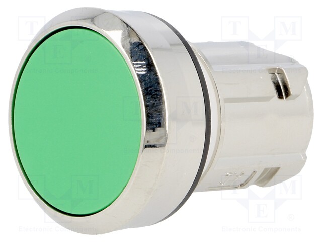 Switch: push-button; Stabl.pos: 1; 22mm; green; Illumin: none; IP67