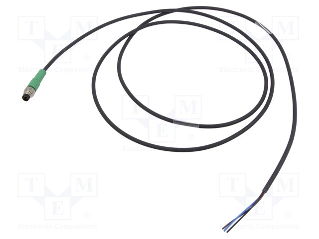 Connection lead; M8; PIN: 3; straight; 1.5m; plug; 60VAC; 4A; 60VDC