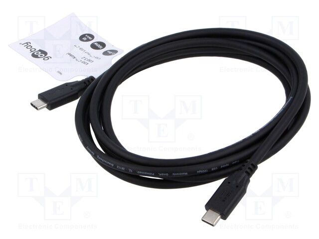 Cable; USB 3.2; USB C plug,both sides; 2m; black; Support: 4K; PVC