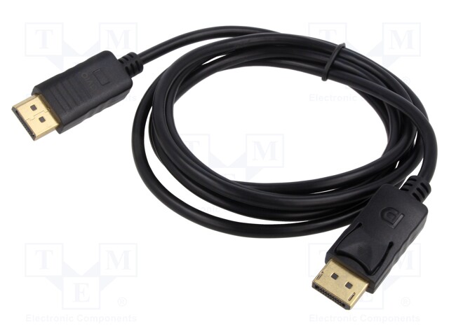 Cable; DisplayPort plug,both sides; Len: 1.8m; black; 30AWG