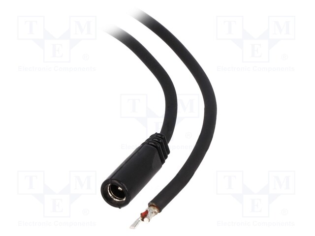 Cable; wires,DC 5,5/2,1 socket; straight; 1mm2; black; 1.5m