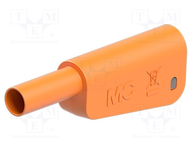 4mm banana; 19A; 1kV; orange; insulated,with 4mm axial socket