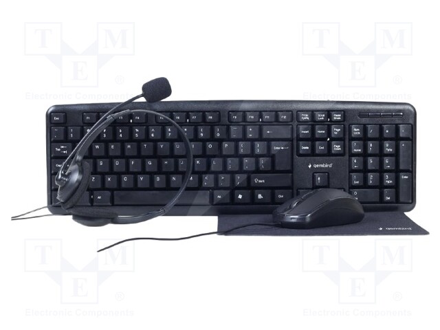 Office kit; black; Jack 3,5mm,USB A; wired,US layout; 1.8m