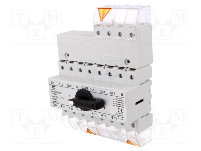 Switch: mains-generator; Stabl.pos: 3; 63A; I-0-II; Mounting: DIN