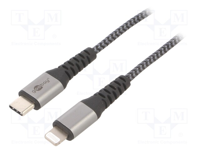 Cable; USB 2.0; Apple Lightning plug,USB C plug; 0.5m; black