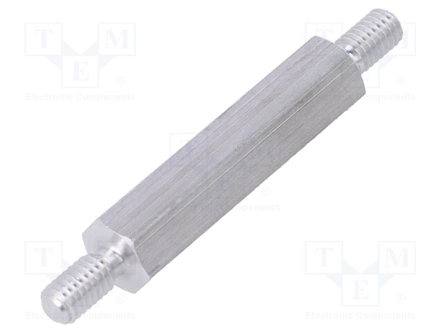 Screwed spacer sleeve; 30mm; Ext.thread: M4; hexagonal; aluminium