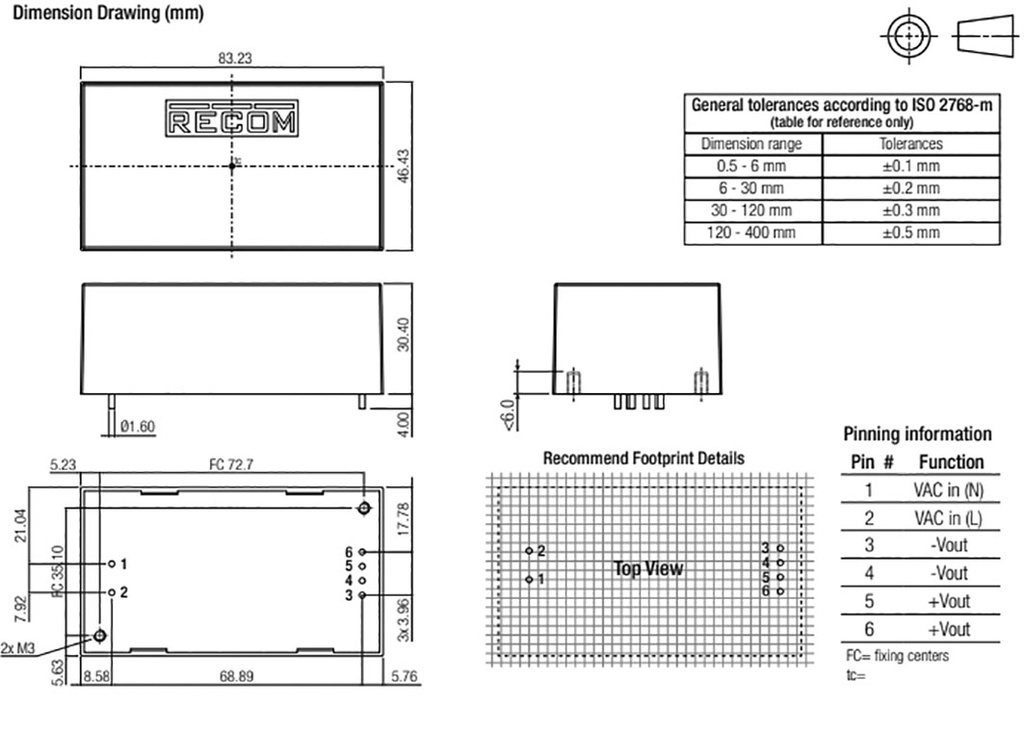 Power supply: switched-mode; open; 40W; 120÷370VDC; 80÷264VAC