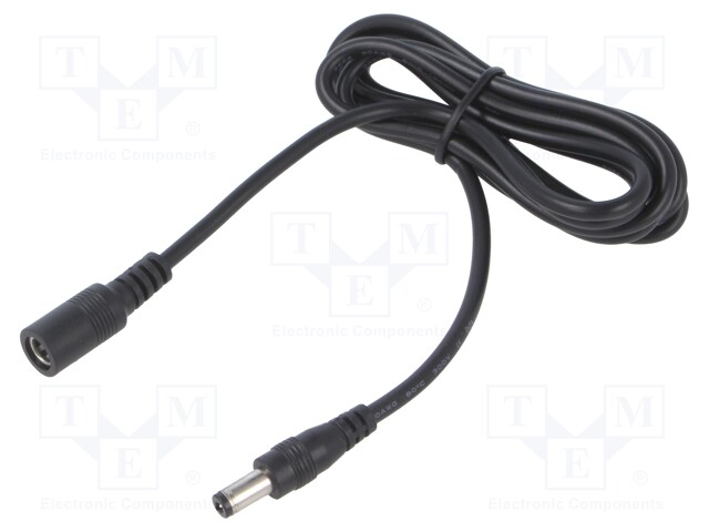 Cable; 2x0.5mm2; DC 5,5/2,1 plug,DC 5,5/2,1 socket; straight