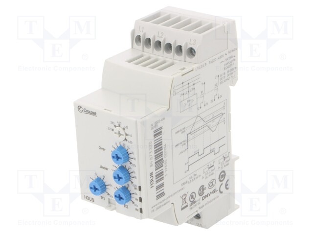 Voltage monitoring relay; 250VAC/5A,24VDC/5A; DIN; -20÷50°C