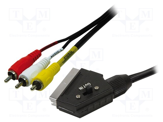 Cable; RCA plug x3,SCART plug; 2m; black