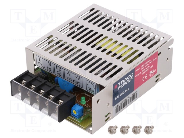 Power supply: switched-mode; modular; 60W; 24VDC; 99x82x35mm; 2.5A