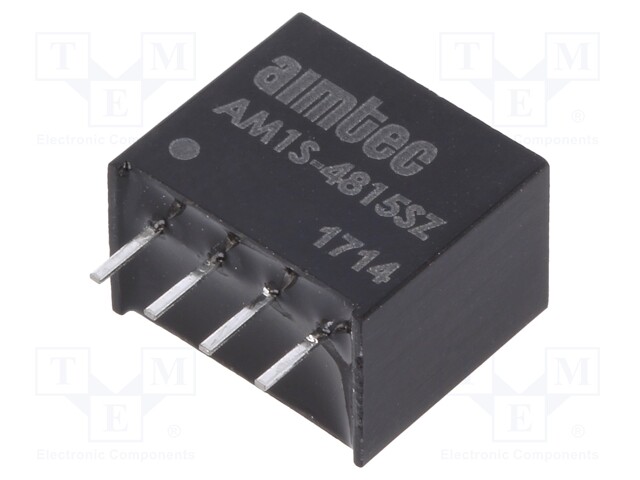 Converter: DC/DC; 1W; Uin: 43.2÷52.8V; 15VDC; Iout: 67mA; SIP4; 1.8g