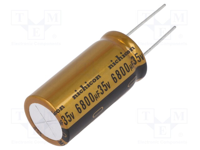 Capacitor: electrolytic; THT; 6800uF; 35VDC; Ø20x40mm; Pitch: 10mm