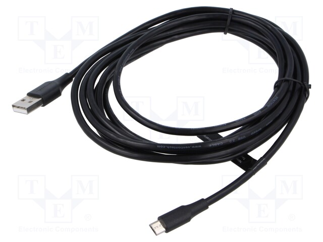 Cable; USB 2.0; USB A plug,USB B micro plug; nickel plated; 3m