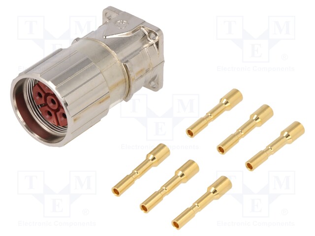 Connector: M23; socket; PIN: 6; female; crimped; straight; 25A; IP68