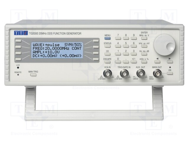 Generator: function; 0,001Hz÷20MHz; Output param: impedance:  50Ω