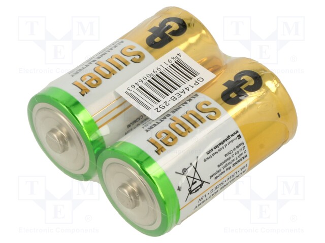 Battery: alkaline; 1.5V; C; Batt.no: 2; non-rechargeable; SUPER