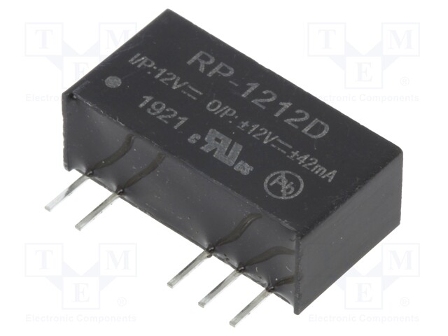 Converter: DC/DC; 1W; Uin: 10.8÷13.2V; Uout: 12VDC; Uout2: -12VDC