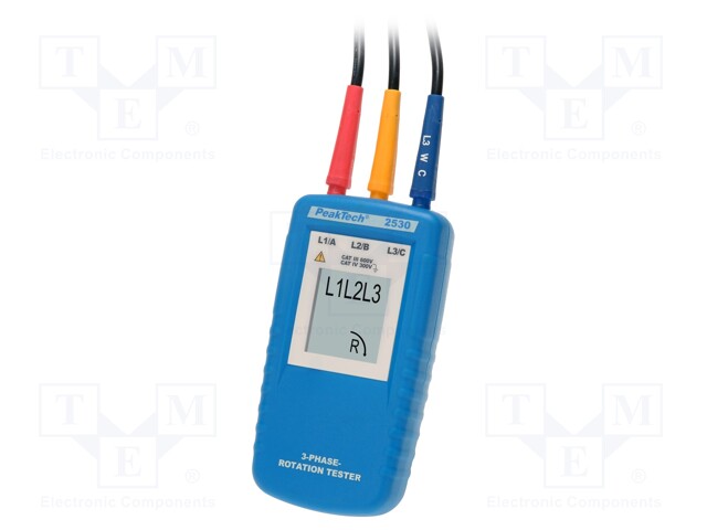 Tester: phase sequence; LCD; 40÷600VAC; Freq: 15÷400Hz; IP40