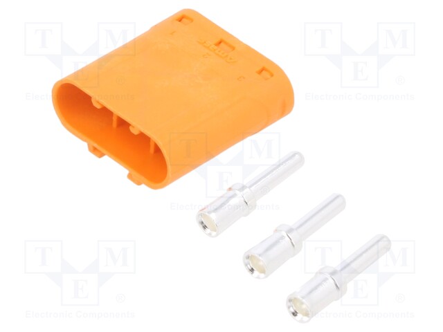 Plug; DC supply; LC; male; PIN: 3; for cable; soldering; orange; 20A