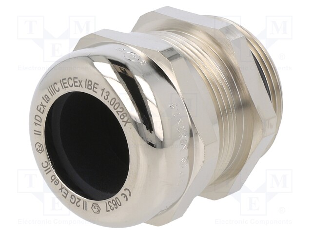 Cable gland; with earthing; M32; 1.5; IP68; Mat: brass