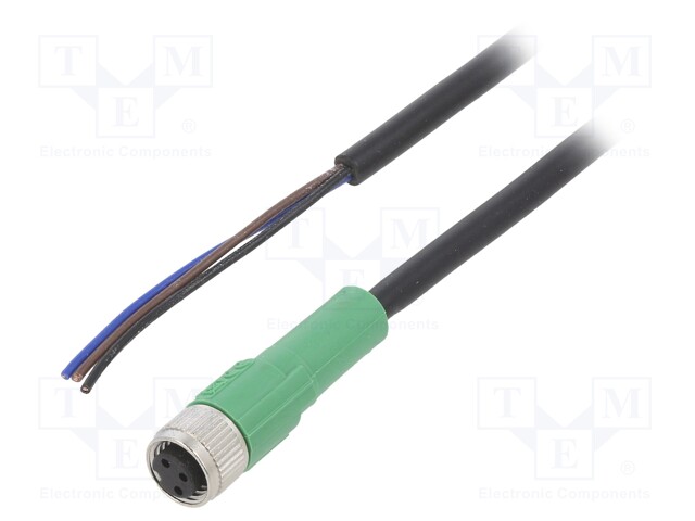 Connection lead; M8; PIN: 3; straight; 5m; plug; 250VAC; 4A; -25÷90°C