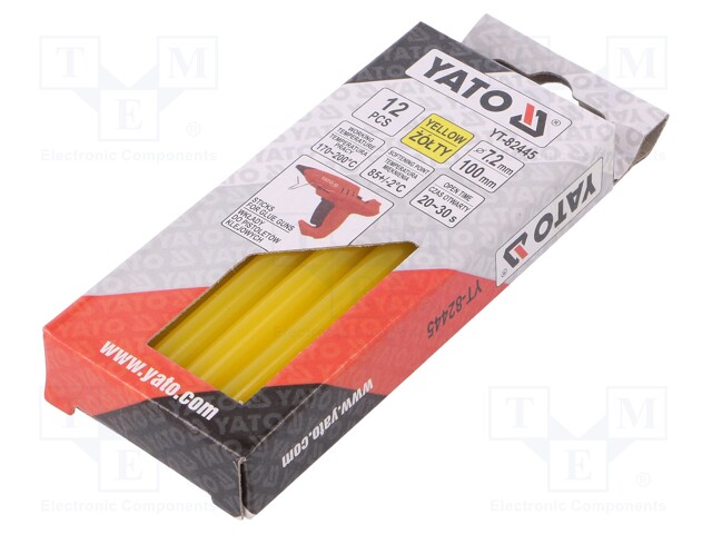 Hot melt glue; Ø: 7.2mm; yellow; L: 100mm; Bonding: 20÷30s; 12pcs.