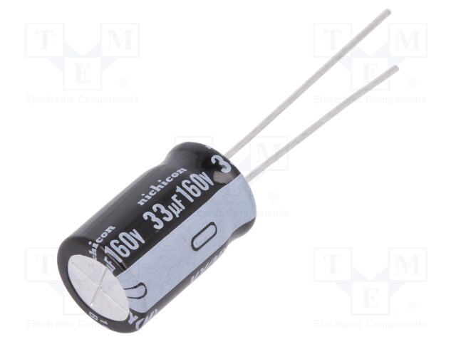 Capacitor: electrolytic; THT; 33uF; 160VDC; Ø10x16mm; Pitch: 5mm