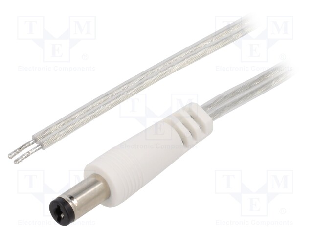 Cable; wires,DC 5,5/2,1 plug; straight; 0.5mm2; transparent