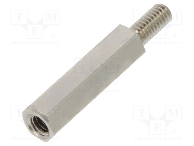 Screwed spacer sleeve; Int.thread: M2,5; 15mm; Ext.thread: M2,5