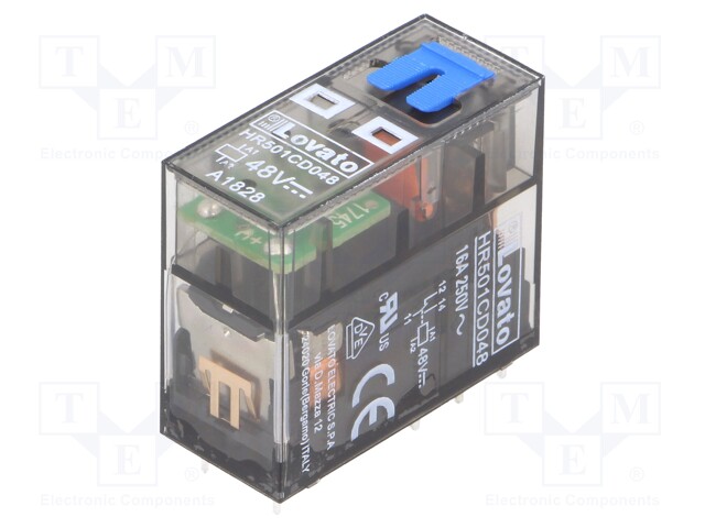 Relay: electromagnetic; SPDT; Ucoil: 48VDC; 16A/250VAC; 12A/30VDC