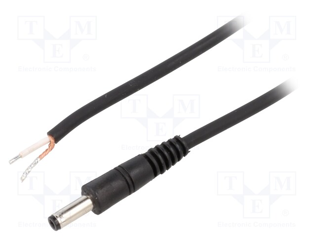 Cable; wires,DC 4,8/1,7 plug; straight; 0.75mm2; black; 1.5m