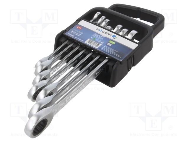 Wrenches set; combination spanner,with ratchet; 7pcs.